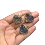 Pingente Pedra Coração C/ Borda Dourado - 1 Und - Imagem 2