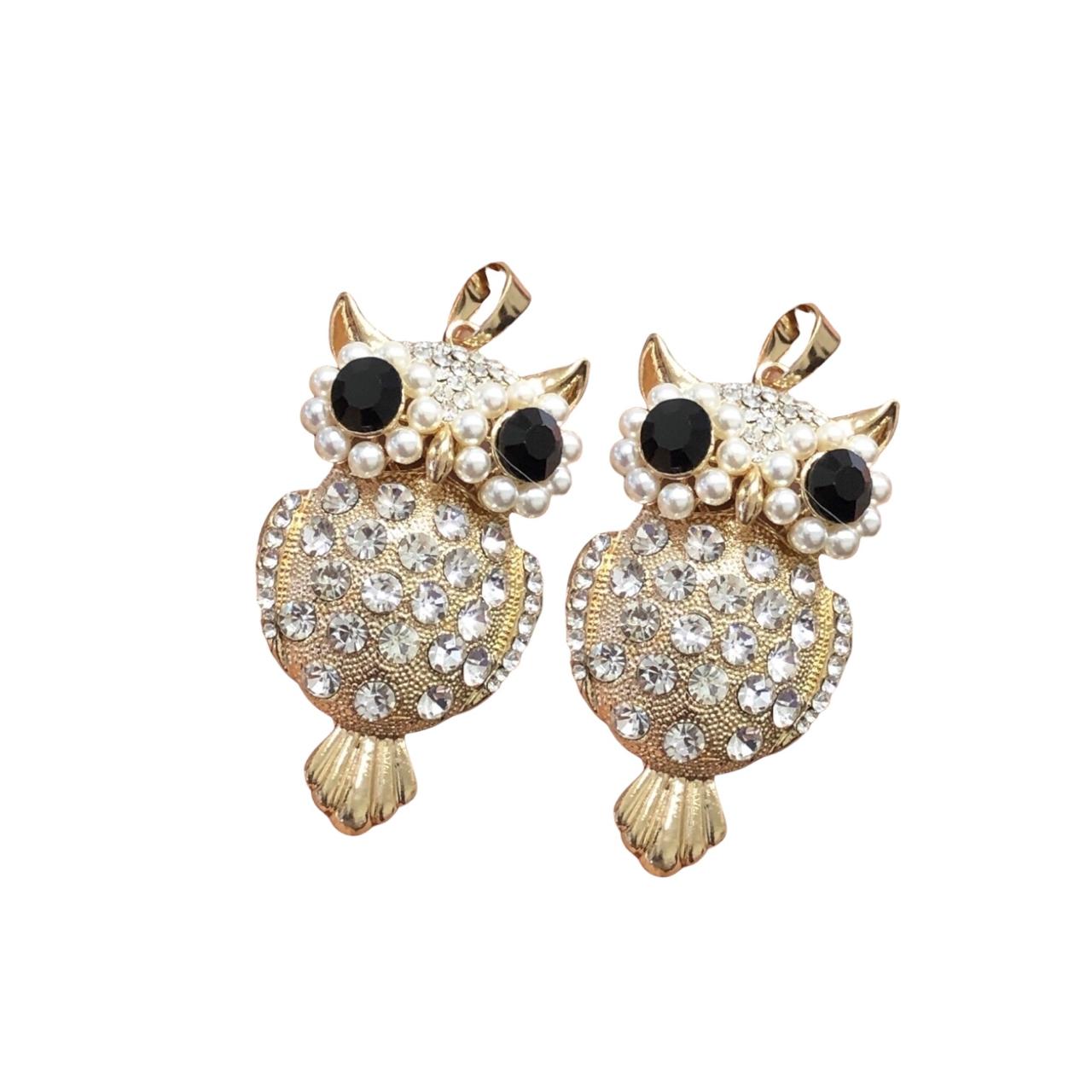 WhatsApp Image 2025-12-09 at 14.09.45 Pingente Coruja C/ Strass 65mm Dourado - 1 Und - Imagem 1