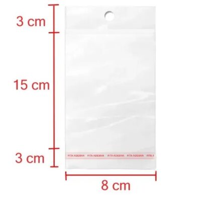 Saco Adesivo 8x15cm C/ Furo - C/ 25 Unds