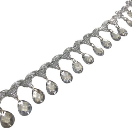 Galão Franja C/Chaton 2,5cm Prata - Metro