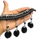 Galão Franja C/ Pompom Preto - Metro - Imagem 2