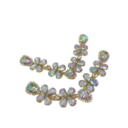 Cabedal 12cm C/Strass e Chaton Dourado  – 1 Par