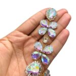 Cabedal 12cm C/Strass e Chaton Dourado  – 1 Par - Imagem 2