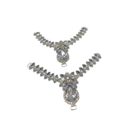 Cabedal 12cm C/Strass e Chaton Níquel - 1 Par