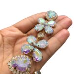 Cabedal 12cm C/Strass e Chaton Dourado  – 1 Par - Imagem 5