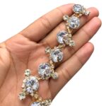 Cabedal 12cm C/Strass e Chaton Dourado – 1 Par - Imagem 2