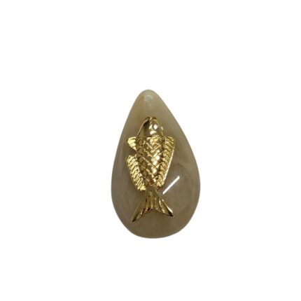Pingente Gota C/ Peixe 35x60mm Dourado - 1 Und