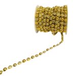 Galão Aljofre Trabalhado 8mm C/Strass Dourado - Metro