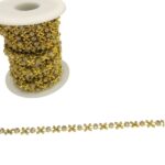 Galão Aljofre Trabalhado Flor 4mm Dourado - Metro