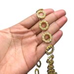 Galão Aljofre 15mm Trabalhado C/ Strass Dourado - Metro - Imagem 2