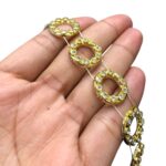 Galão Aljofre 15mm Trabalhado C/ Strass Dourado - Metro - Imagem 4