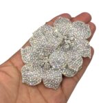 Aplique Flor C/Strass 10cm Branco – 1 Und - Imagem 2