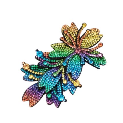 Aplique Flor C/Strass 10cm Colorido – 1 Und
