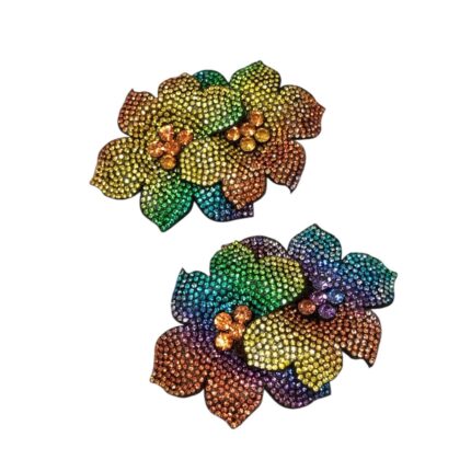 Aplique Flor C/Strass 10cm Colorido – 1 Und