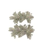 Aplique Flor C/Strass 10cm Branco - 1 Und