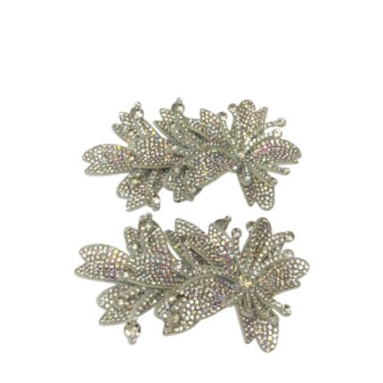 Aplique Flor C/Strass 10cm Branco - 1 Und