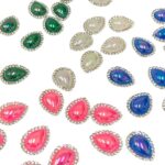 Chaton Acrílico Gota C/Strass 13x18mm Níquel - 10 Unds