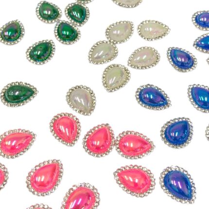 Chaton Acrílico Gota C/Strass 13x18mm Níquel - 10 Unds