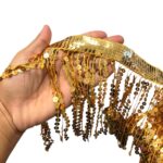 Galão Franja Paetê Lantejoula 15cm Dourado – Metro - Imagem 2