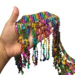 Galão Franja Paetê Lantejoula 15cm Dourado Colorido – Metro - Imagem 2