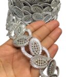 Galão Aljofre 3cm Trabalhado C/ Strass Abs Níquel - Metro - Imagem 2