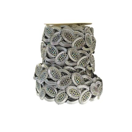 Galão Aljofre 3cm Trabalhado C/ Strass Abs Níquel - Metro