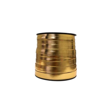Couro Sintético Achatado 10mm Dourado Metalizado - Metro