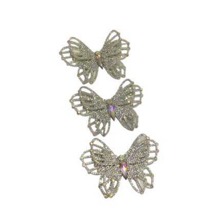 Aplique Borboleta 10cm C/Strass Tecido - 1 Und