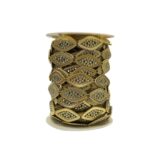 Galão Aljofre Losango 4x2cm C/Strass Abs Dourado - Metro