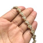 Galão Aljofre Trabalhado 1cm C/ Strass Dourado - Metro - Imagem 4