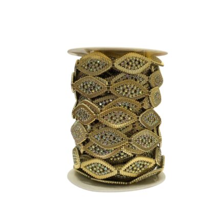 Galão Aljofre Losango 4x2cm C/Strass Abs Dourado - Metro
