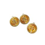 Pingente Redondo S.Bento C/ Resina 30mm Dourado – 1 Und