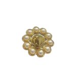 Fecho P/ Bolsa Redondo C/ Pérola 40x40mm Dourado - 1 Und