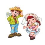 Kit Junino Noivo e Noiva Caipira - 2 Unds