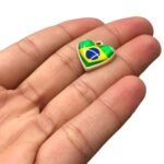 Pingente Coração Brasil 17mm Dourado - 1 Und - Imagem 3