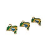 Pingente Mapa Brasil C/ Resina 25mm Dourado - 1 Und