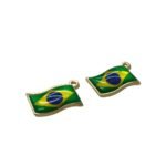 Pingente Bandeira Brasil 22mm C/ Resina Dourado - 1 Und - Imagem 3