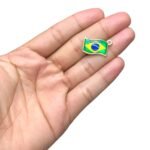 Pingente Bandeira Brasil 22mm C/ Resina Dourado - 1 Und - Imagem 2