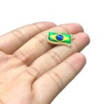Pingente Bandeira Brasil 22mm C/ Resina Dourado - 1 Und - Imagem 4