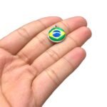 Pingente Redondo Brasil 29mm C/ Resina Níquel - 1 Und - Imagem 4