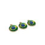 Pingente Redondo Brasil 29mm C/ Resina Dourado – 1 Und - Imagem 3