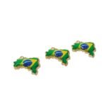 Pingente Mapa Brasil C/Resina 25mm Dourado – 1 Und