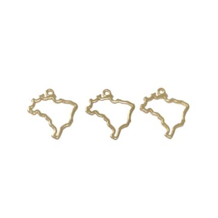 Pingente Mapa Brasil 25mm Dourado – 1 Und