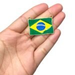 Pingente Bandeira Brasil 28x37mm C/Resina Dourado - 1 Und - Imagem 2