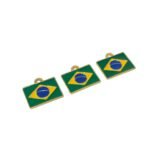 Pingente Bandeira Brasil 20x23mm C/ Resina Dourado - 1 Und - Imagem 3