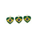 Pingente Coração Brasil 20mm Dourado - 1 Und