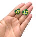 Base Brinco Coração 18mm Brasil C/ Resina Dourado - 1 Par - Imagem 2