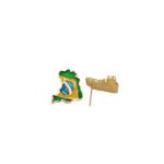 Base Brinco Mapa Brasil 21mm Dourado - 1 Par