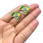 Base Brinco Mapa Brasil 21mm Dourado - 1 Par - Imagem 3