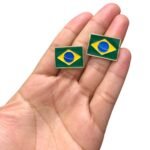 Base Brinco Bandeira Brasil 17x24mm C/ Resina Dourado - 1 Par - Imagem 2